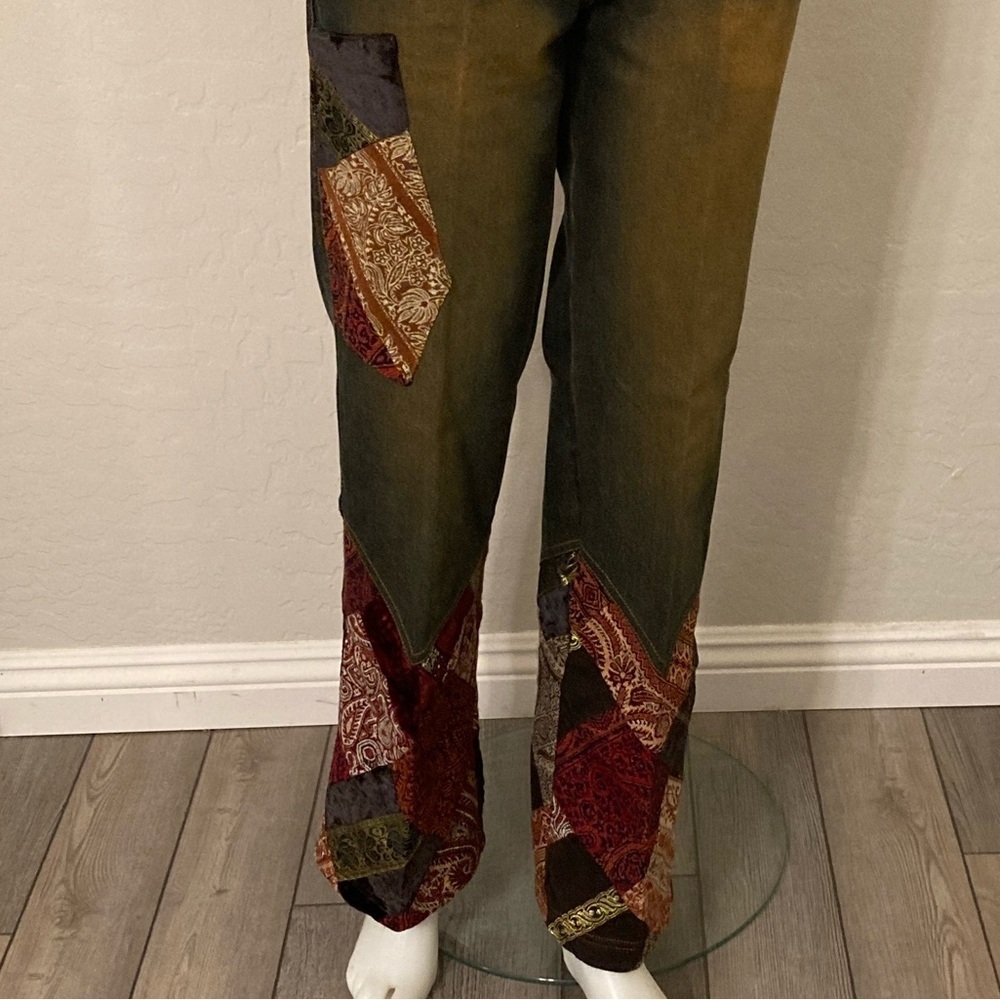 Rene Derhy Vintage Boho Patchwork Jeans Women’s Size 8 Hippie 90s Festival Pants - Picture 7 of 14